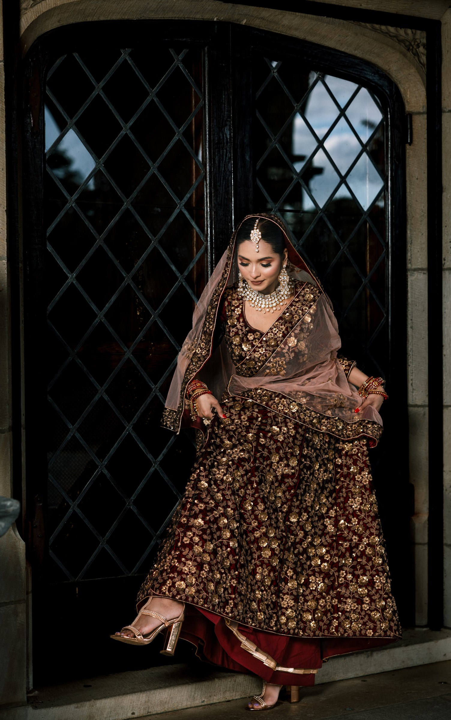 Full body bridal portrait doorway NYC — The Gotham Studio
